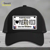 I Heart Puerto Rico Novelty License Plate Hat Mesh / Black