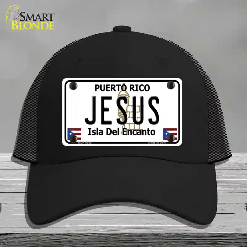 Jesus Puerto Rico Novelty License Plate Hat Mesh / Black