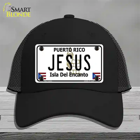 Jesus Puerto Rico Novelty License Plate Hat Mesh / Black