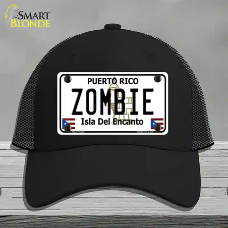 Zombie Puerto Rico Novelty License Plate Hat Mesh / Black