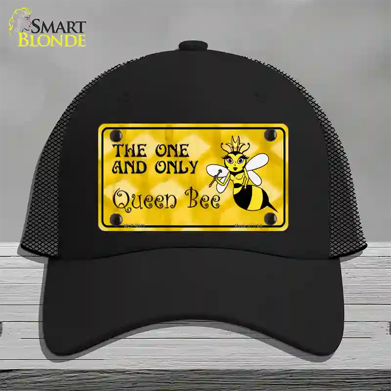 Queen Bee Yellow Novelty License Plate Hat Mesh / Black