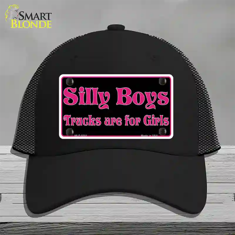 Silly Boys Trucks For Girls Novelty License Plate Hat Mesh / Black