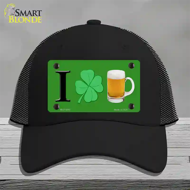 Shamrock Beer Novelty License Plate Hat Mesh / Black