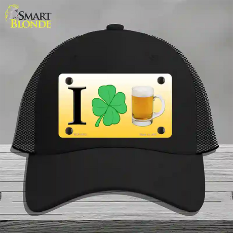 I Shamrock Beer Novelty License Plate Hat Mesh / Black