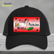 Tits Or Wheels Red Novelty License Plate Hat Mesh / Black