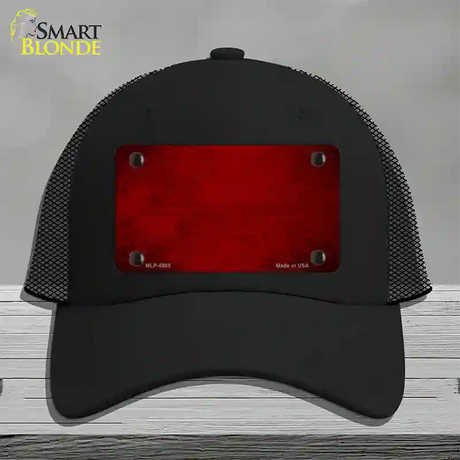 Red Oil Rubbed Solid Novelty License Plate Hat Mesh / Black