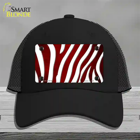 Red White Zebra Oil Rubbed Novelty License Plate Hat Mesh / Black