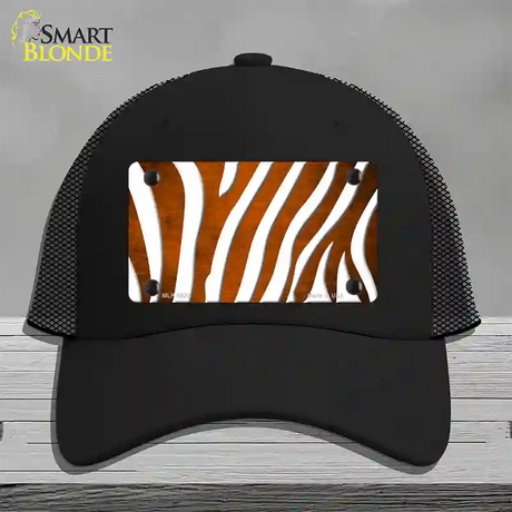 Orange White Zebra Oil Rubbed Novelty License Plate Hat Mesh / Black