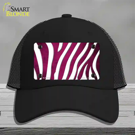 Pink White Zebra Oil Rubbed Novelty License Plate Hat Mesh / Black