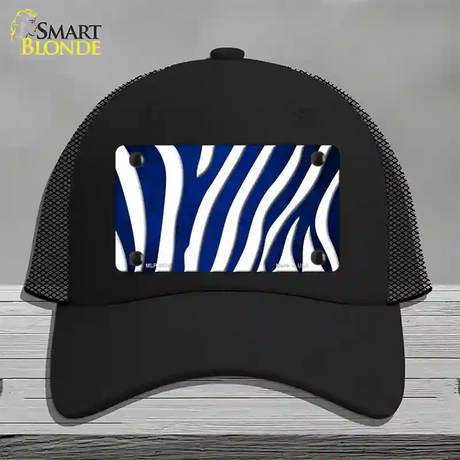 Blue White Zebra Oil Rubbed Novelty License Plate Hat Mesh / Black