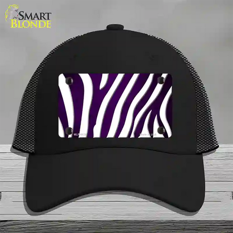 Purple White Zebra Oil Rubbed Novelty License Plate Hat Mesh / Black