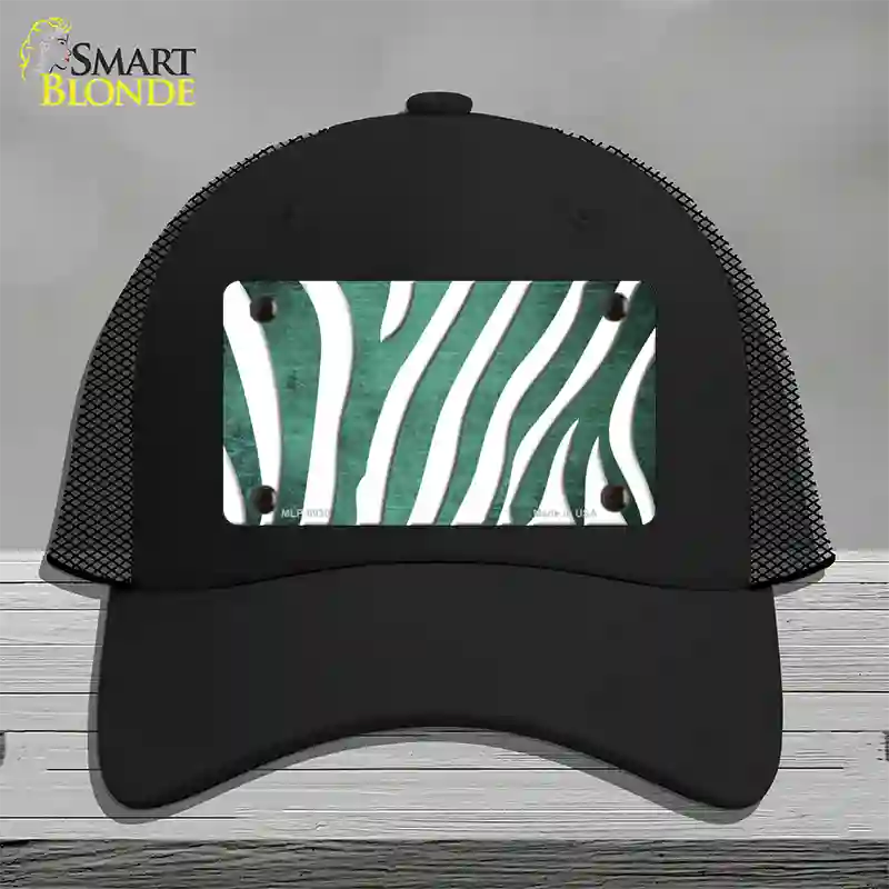 Mint White Zebra Oil Rubbed Novelty License Plate Hat Mesh / Black