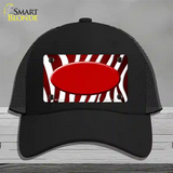 Red White Zebra Oval Oil Rubbed Novelty License Plate Hat Mesh / Black