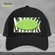 Lime Green White Zebra Oval Oil Rubbed Novelty License Plate Hat Mesh / Black