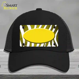 Yellow White Zebra Oval Oil Rubbed Novelty License Plate Hat Mesh / Black