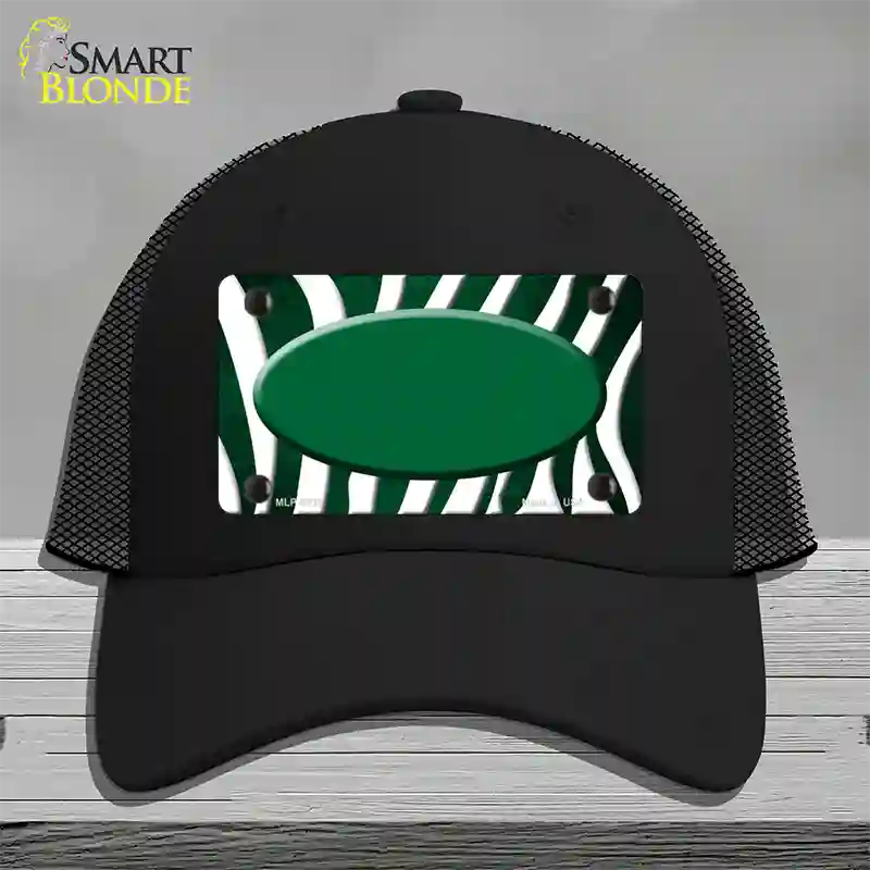 Green White Zebra Oval Oil Rubbed Novelty License Plate Hat Mesh / Black