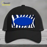 Blue White Zebra Oval Oil Rubbed Novelty License Plate Hat Mesh / Black