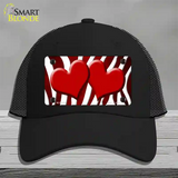 Red White Zebra Hearts Oil Rubbed Novelty License Plate Hat Mesh / Black