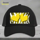 Yellow White Zebra Hearts Oil Rubbed Novelty License Plate Hat Mesh / Black