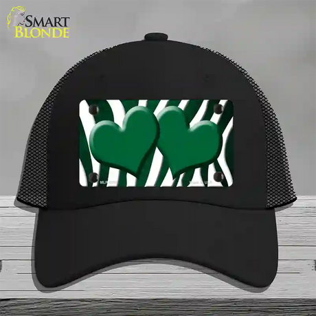 Green White Zebra Hearts Oil Rubbed Novelty License Plate Hat Mesh / Black