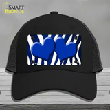 Blue White Zebra Hearts Oil Rubbed Novelty License Plate Hat Mesh / Black