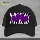 Purple White Zebra Hearts Oil Rubbed Novelty License Plate Hat Mesh / Black