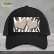 Tan White Zebra Hearts Oil Rubbed Novelty License Plate Hat Mesh / Black