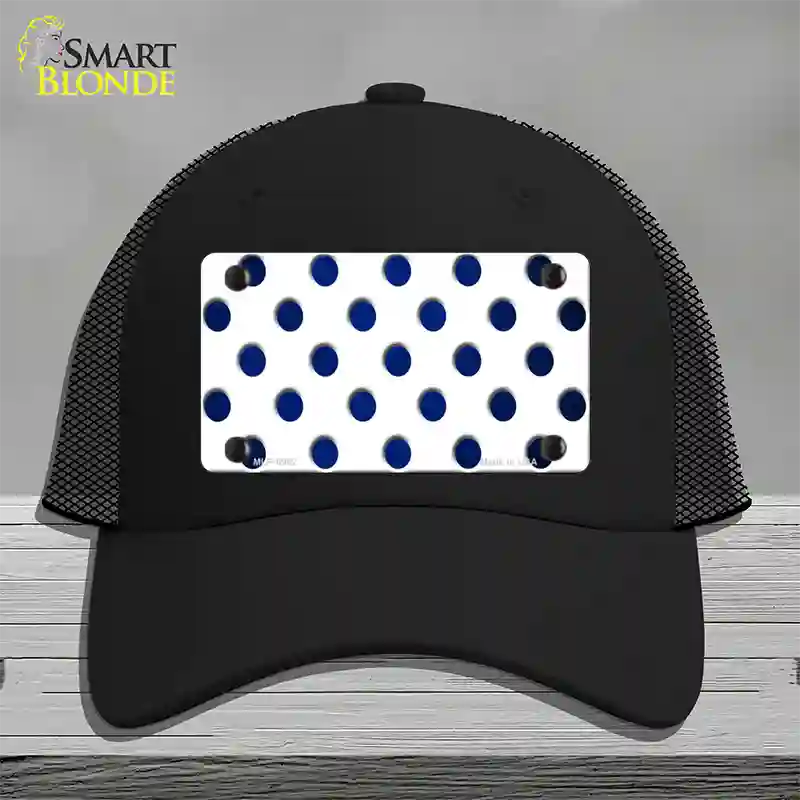 Blue White Dots Oil Rubbed Novelty License Plate Hat Mesh / Black