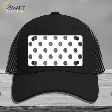 Gray White Dots Oil Rubbed Novelty License Plate Hat Mesh / Black