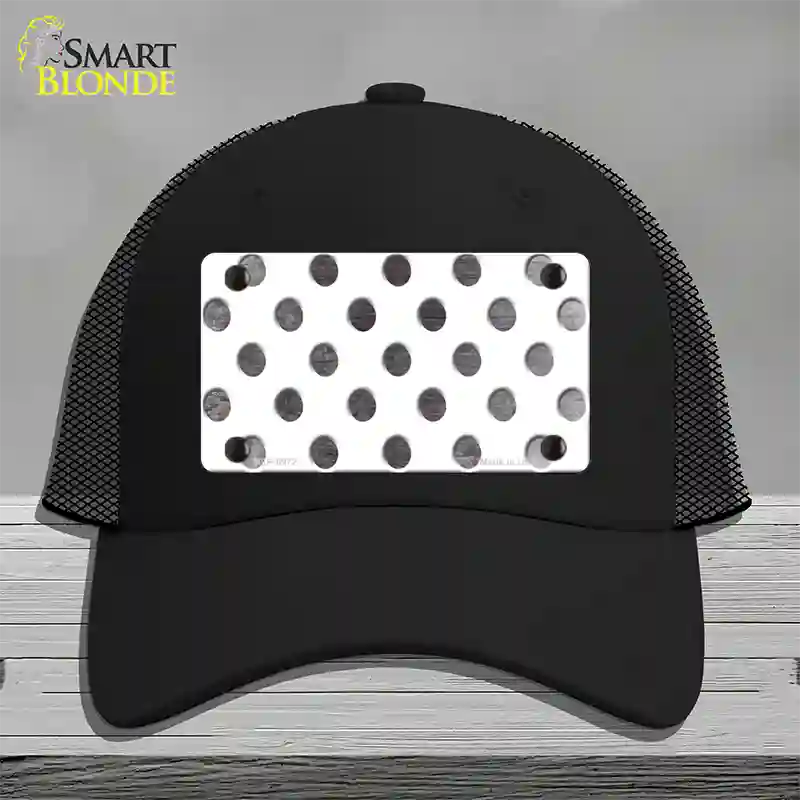 Black White Dots Oil Rubbed Novelty License Plate Hat Mesh / Black