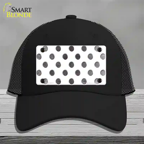 Black White Dots Oil Rubbed Novelty License Plate Hat Mesh / Black