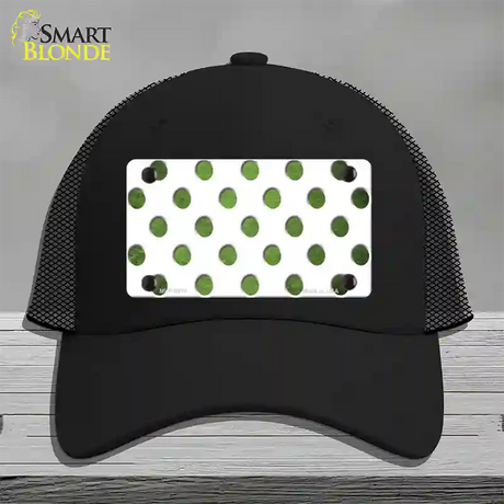 Lime Green White Dots Oil Rubbed Novelty License Plate Hat Mesh / Black