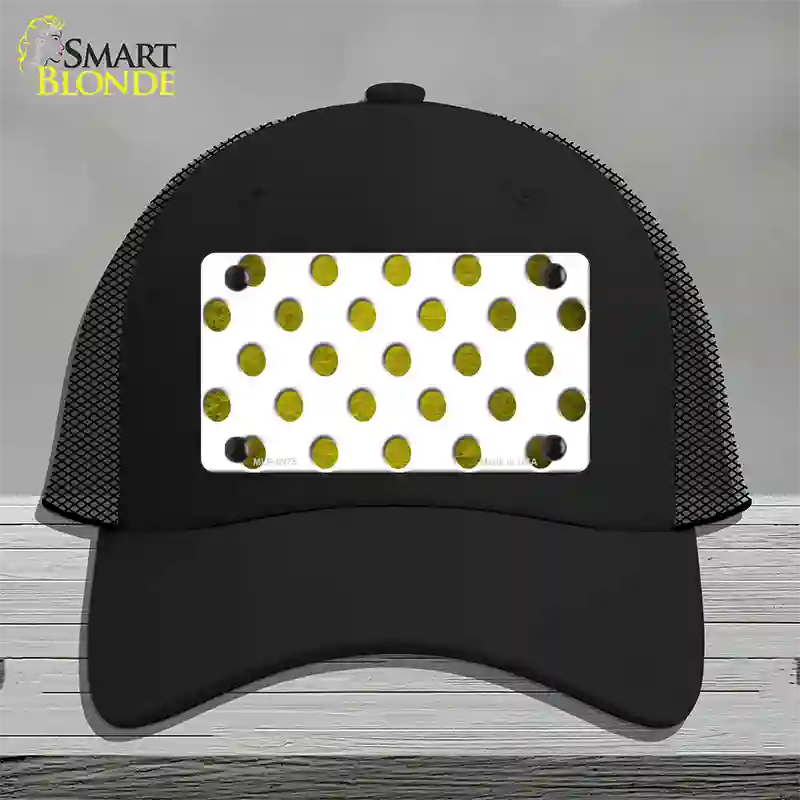 Yellow White Dots Oil Rubbed Novelty License Plate Hat Mesh / Black