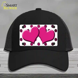 Pink White Dots Hearts Oil Rubbed Novelty License Plate Hat Mesh / Black