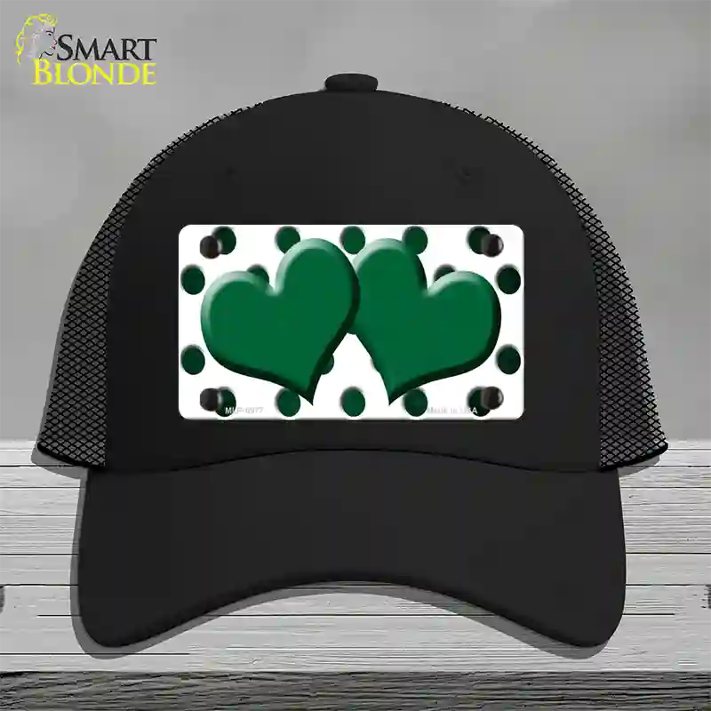 Green White Dots Hearts Oil Rubbed Novelty License Plate Hat Mesh / Black