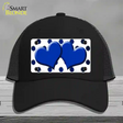 Blue White Dots Hearts Oil Rubbed Novelty License Plate Hat Mesh / Black