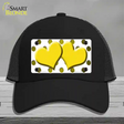 Yellow White Dots Hearts Oil Rubbed Novelty License Plate Hat Mesh / Black