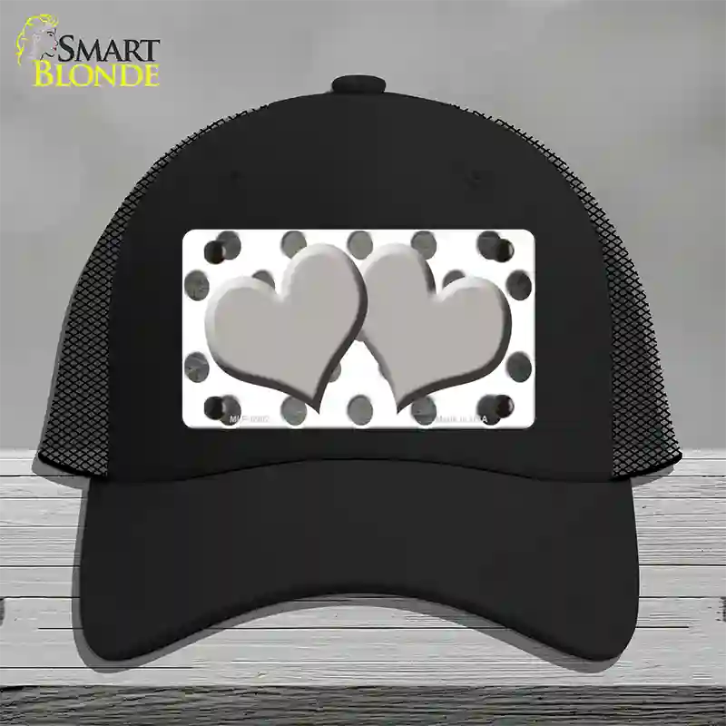 Gray White Dots Hearts Oil Rubbed Novelty License Plate Hat Mesh / Black