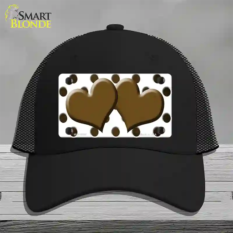 Brown White Dots Hearts Oil Rubbed Novelty License Plate Hat Mesh / Black