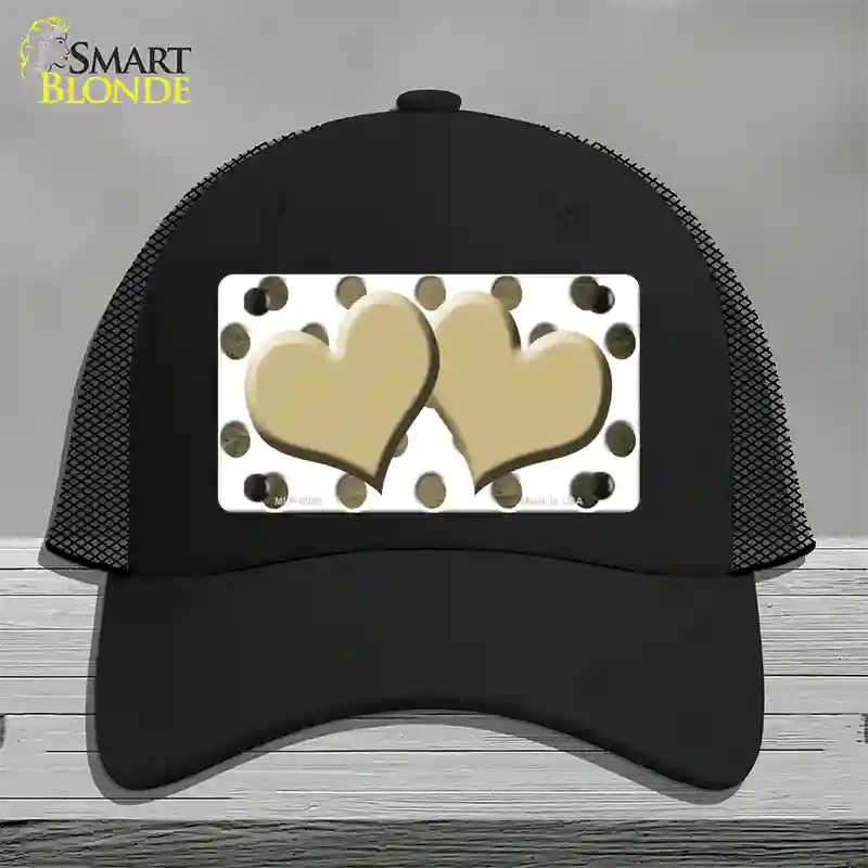 Gold White Dots Hearts Oil Rubbed Novelty License Plate Hat Mesh / Black