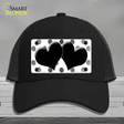 Black White Dots Hearts Oil Rubbed Novelty License Plate Hat Mesh / Black