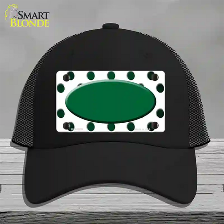 Green White Dots Oval Oil Rubbed Novelty License Plate Hat Mesh / Black