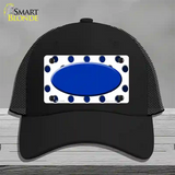 Blue White Dots Oval Oil Rubbed Novelty License Plate Hat Mesh / Black