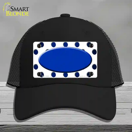 Blue White Dots Oval Oil Rubbed Novelty License Plate Hat Mesh / Black