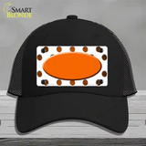 Orange White Dots Oval Oil Rubbed Novelty License Plate Hat Mesh / Black