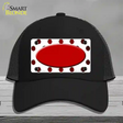 Red White Dots Oval Oil Rubbed Novelty License Plate Hat Mesh / Black