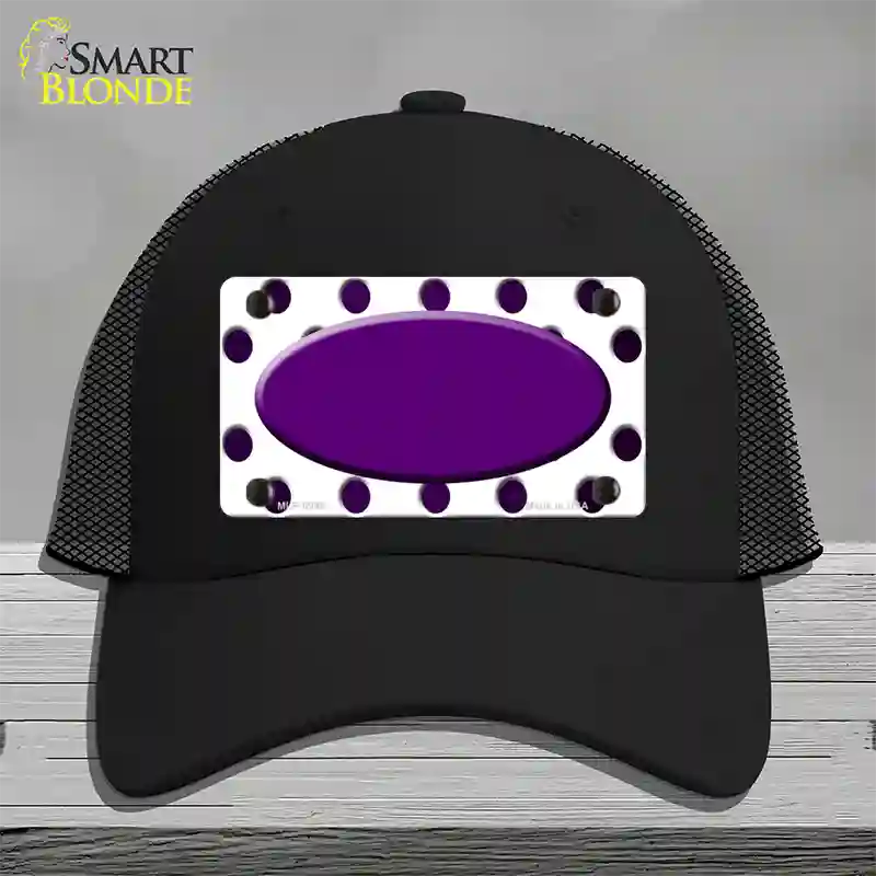 Purple White Dots Oval Oil Rubbed Novelty License Plate Hat Mesh / Black