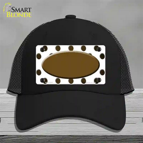 Brown White Dots Oval Oil Rubbed Novelty License Plate Hat Mesh / Black