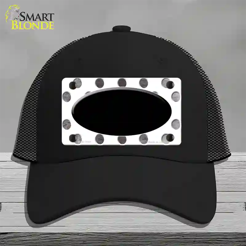 Black White Dots Oval Oil Rubbed Novelty License Plate Hat Mesh / Black