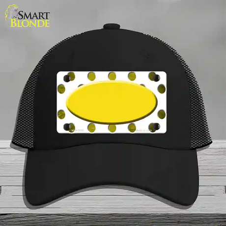 Yellow White Dots Oval Oil Rubbed Novelty License Plate Hat Mesh / Black